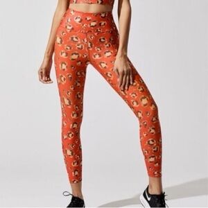 Carbon38 High Rise Legging in Orange Leopard Print